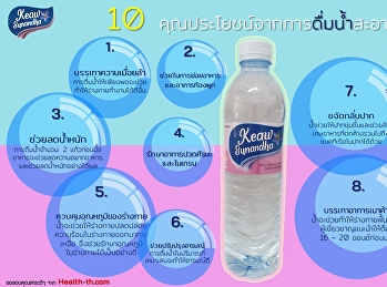 “น้ำ” เป็นส่วนประกอบหลักในร่างกายมนุษย์
ซึ่งมีสัดส่วนตั้งแต่ 55% ถึง 78%
ขึ้นอยู่กับขนาดร่างกาย
การดื่มน้ำให้เพียงพอและสม่ำเสมอ
มีประโยชน์ต่อร่างกายมากมาย
น้ำยังไม่มีแคลอรี่
คาร์โบไฮเดรตหรือน้ำตาลอีกด้วย
ปริมาณของน้ำดื่มในทุกวันมีบทบาทสำคัญในการซ่อมแซมส่