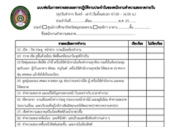 แบบฟอร์มการตรวจสอบผลการปฏิบัติงาน