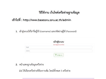 วิธีใช้งานเว็บไซต์เครือข่ายฐานข้อมูลssru