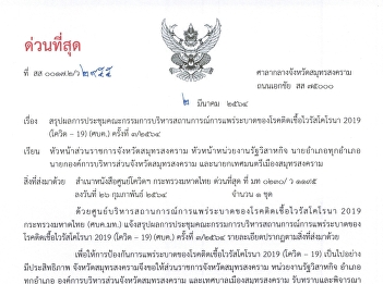 สรุปผลการประชุมคณะกรรมการบริหารสถานการณ์แพร่ระบาดของโรคติดเชื้อไวรัสโคโรนา
2019