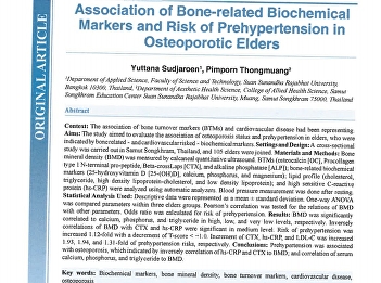 Association of Bone-related Biochemical
Markers and Risk of Prehypertension in
Osteoporotic Elders