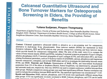 Calcaneal Quantitative Ultrasound and
Bone Turnover Markers for Osteoporosis
Screening in Elders, the Providing of B