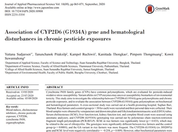 Association of CYP2D6 (G1934A) gene and
hematological disturbances in chronic
pesticide exposures