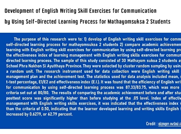 Development of English Writing Skill
Exercises for Communication  by Using
Self-Directed Learning Process for
Mathayomsuksa 2 Students