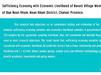 Sufficiency Economy with Economic
Livelihood of Navati Village Members: A
Case of Ban Nean Kham, Nean Kham
District, Chainat Province.