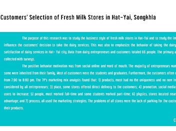 Customers’ Selection of Fresh Milk
Stores in Hat-Yai, Songkhla