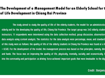 The Development of a Management Model
for an Elderly School for the Quality of
Life Development in Chiang Rai Province