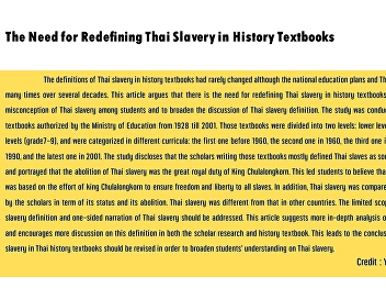 The Need for Redefining Thai Slavery in
History Textbooks