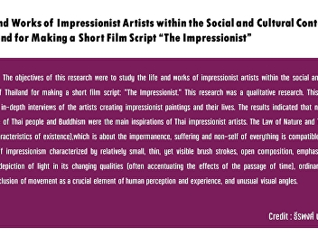 Life and Works of Impressionist Artists
within the Social and Cultural Context
of Thailand for Making a Short Film
Script “The Impressionist”