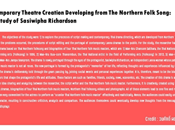 Contemporary Theatre Creation Developing
from The Northern Folk Song:  Case Study
of Sasiwipha Richardson