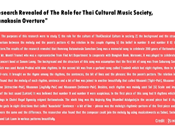 The Research Revealed of The Role for
Thai Cultural Music Society,  “
Ratanakosin Overture”