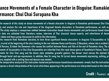 The Dance Movements of a Female
Character in Disguise: Ramakien
Performance: Chui Chai Surapana Kha