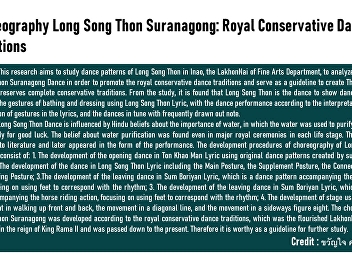 Choreography Long Song Thon Suranagong:
Royal Conservative Dance Traditions