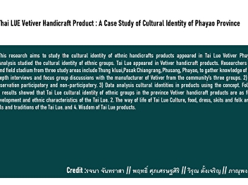 National Thai LUE Vetiver Handicraft
Product : A Case Study of Cultural
Identity of Phayao Province