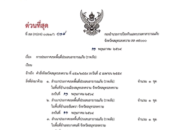การประกาศเขตพื้นที่ประสบสาธารณภัย
(วาตภัย)