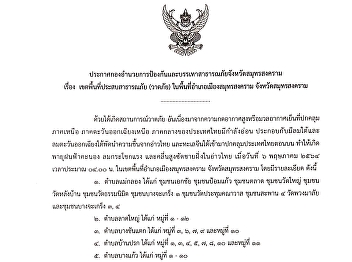 ประกาศกองอำนวยการป้องกันและบรรเทาสาธารณภัยจังหวัดสมุทรสงคราม
เรื่อง เขตพื้นที่ประสบสาธารณภัย (วาตภัย
ในพื้นที่อำเภอเมืองสมุทรสงคราม
จังหวัดสมุทรสงคราม