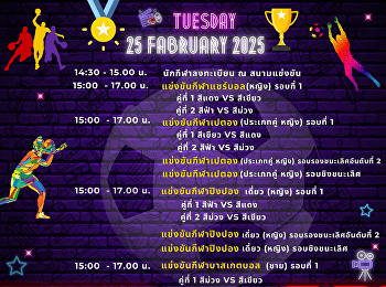 Competition schedule program Explosive
fun #Sports build relationships
#SKMSOPRTDAY2025 On Tuesday, February
25, 2025