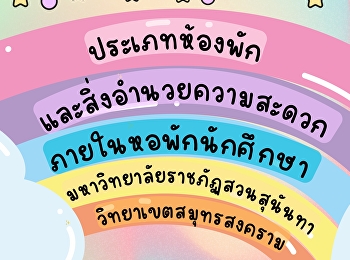 News release from the student dormitory:
Room types and facilities within the
student dormitory, Samut Songkhram
campus