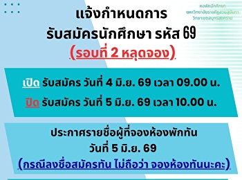 Application schedule for dormitory
housing (Round 2, cancellations)
Academic Year 2026.