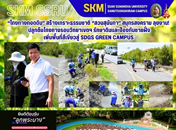 “Mangroves Embracing the Soil”: Creating
a natural shield. Suan Sunandha Rajabhat
University, Samut Songkhram Campus,
takes action! Mangroves are being
planted around the campus to conserve
the soil, protect the coastline, and
expand green spaces in suppo