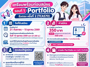 Applications Open: New Undergraduate
Students (Regular Program) for the 2027
Academic Year – Round 1 (Portfolio),
Direct Admission Round 2